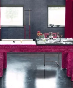 Toulet Penelope American Pool Table In Pink Crocodile Leather