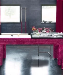 Toulet Penelope 3/4 Snooker Table In Pink Crocodile Leather